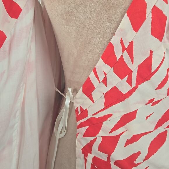 Diane Von Furstenberg Wrap Dress Red 100% Cotton Bubble Hem Size 6 - Picture 8 of 9